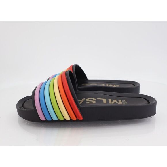 Melissa Women's Beach Sandal Size 7 Scented Slide Black Rainbow Rubber Shoe - Picture 4 of 10
